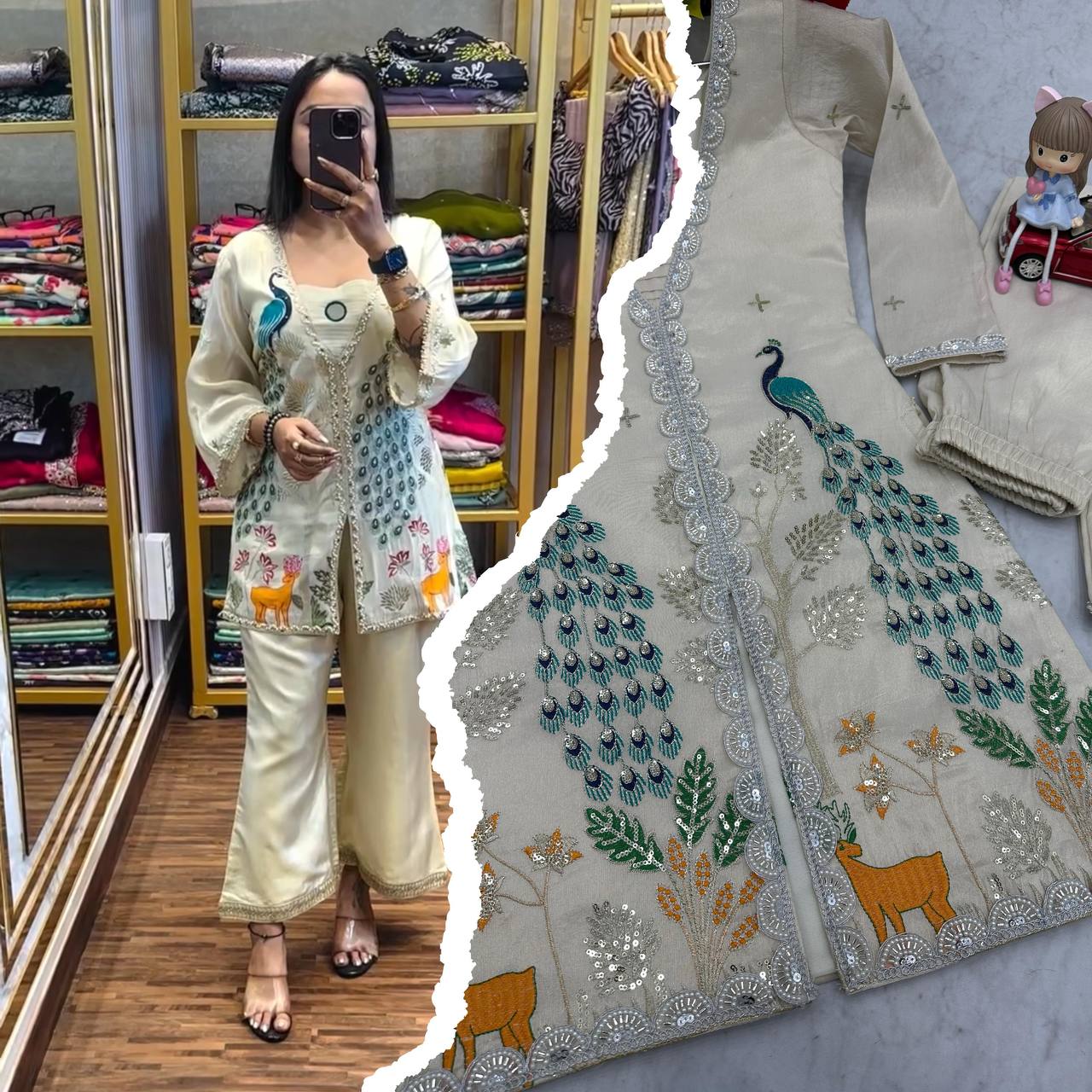 Trendy Peacock Designed Co-ord Set