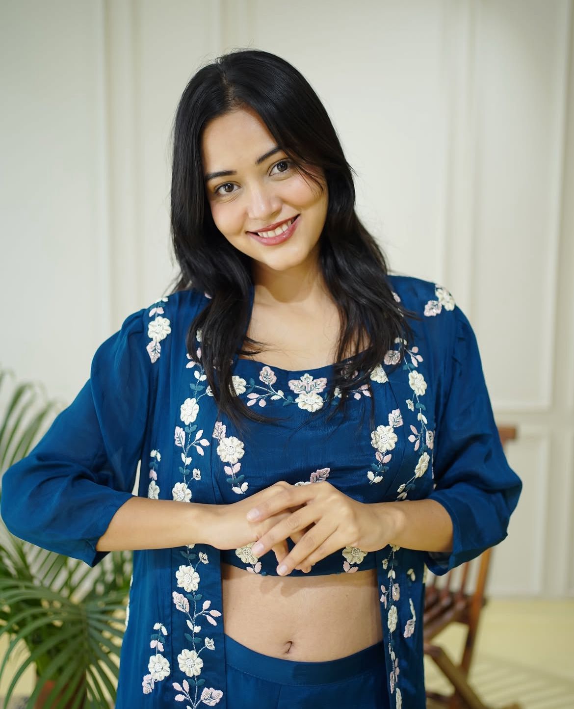 Stylish Blue Embroidered Co-ord Set