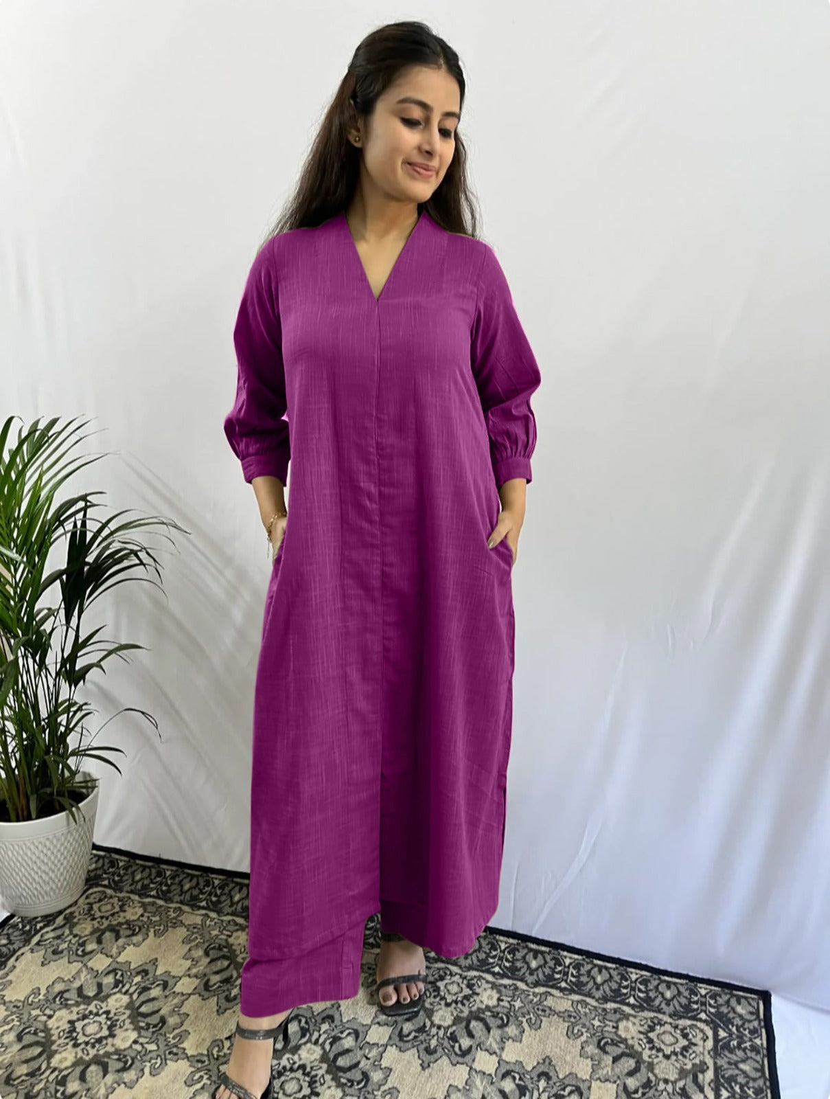 Finest V-Neck Embroidered Co-ord Set