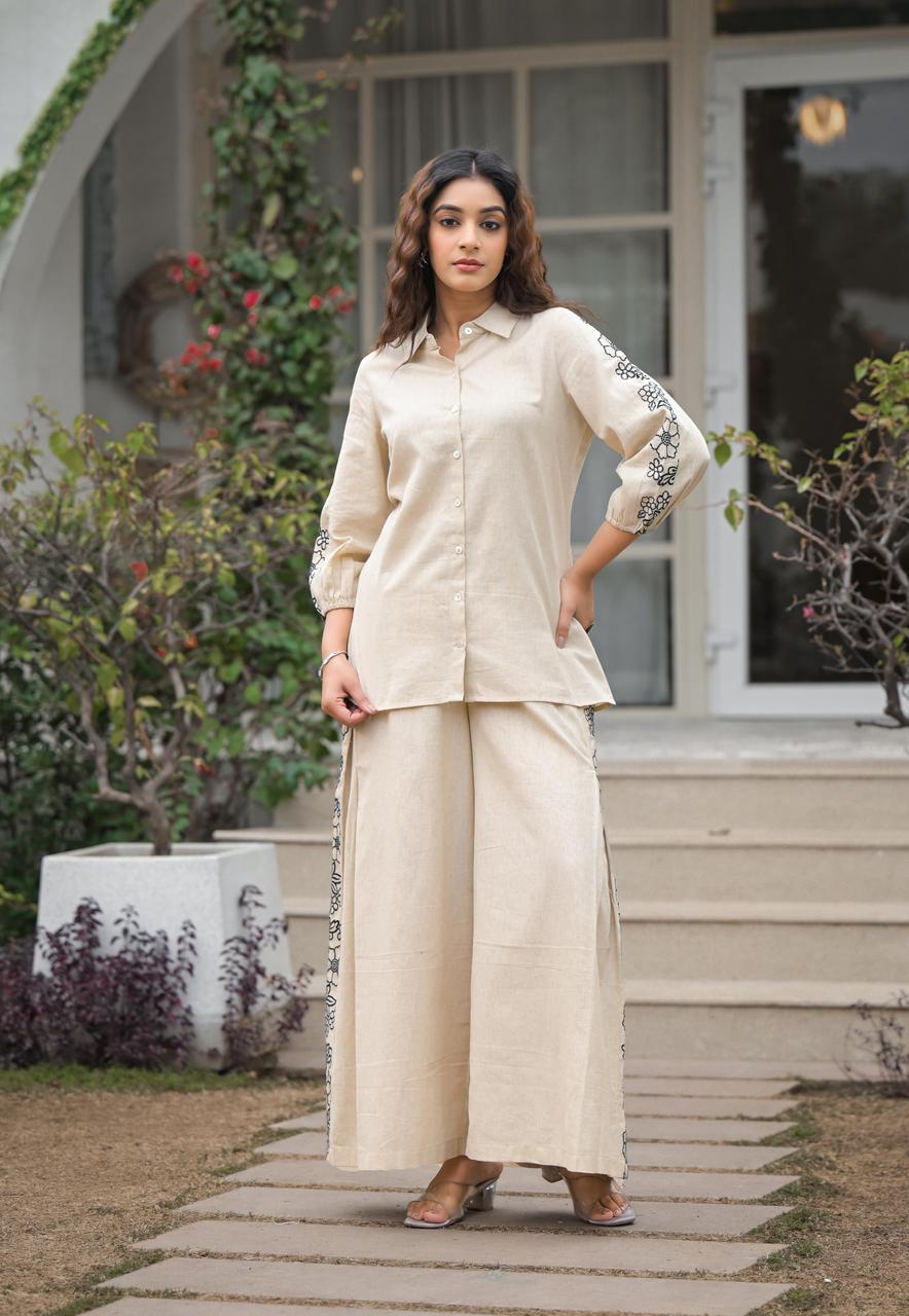 Elegant Off-White Embroidered Co-ord Set