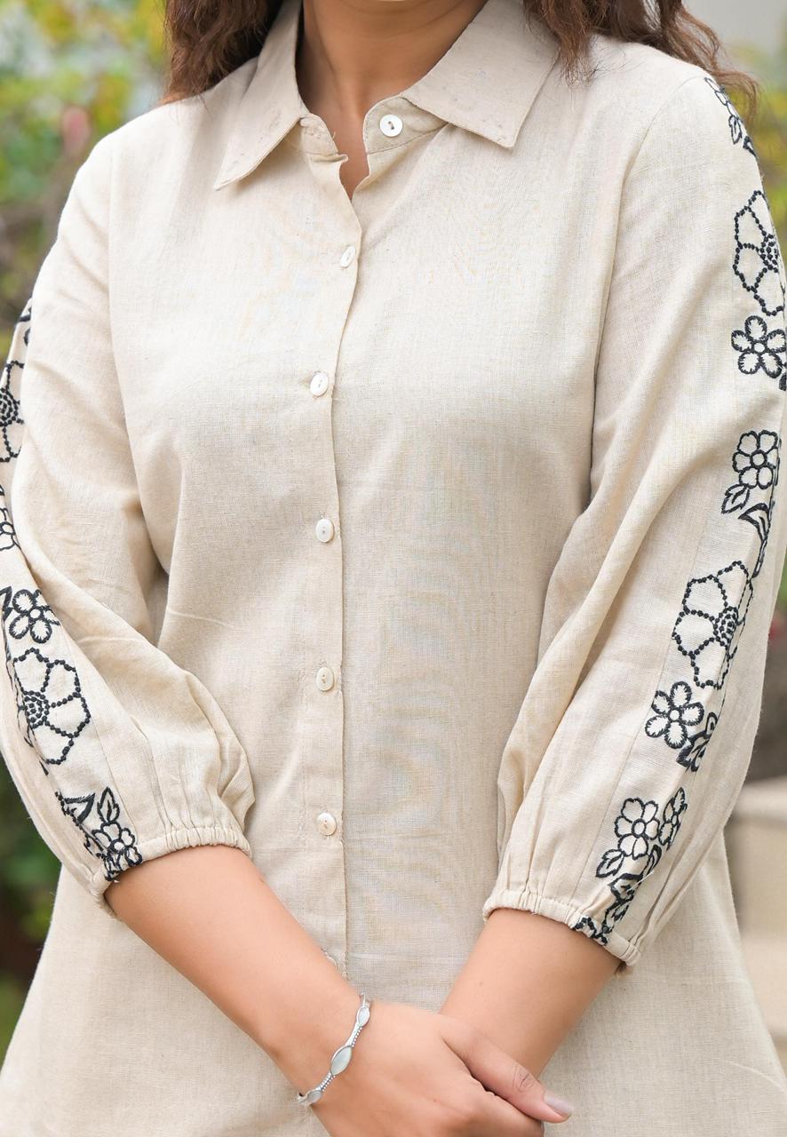 Elegant Off-White Embroidered Co-ord Set