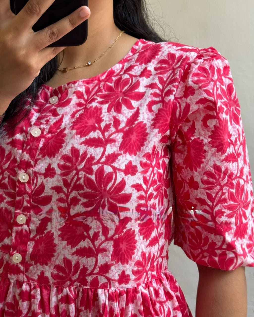 Designer Pink Printed Midi Dress