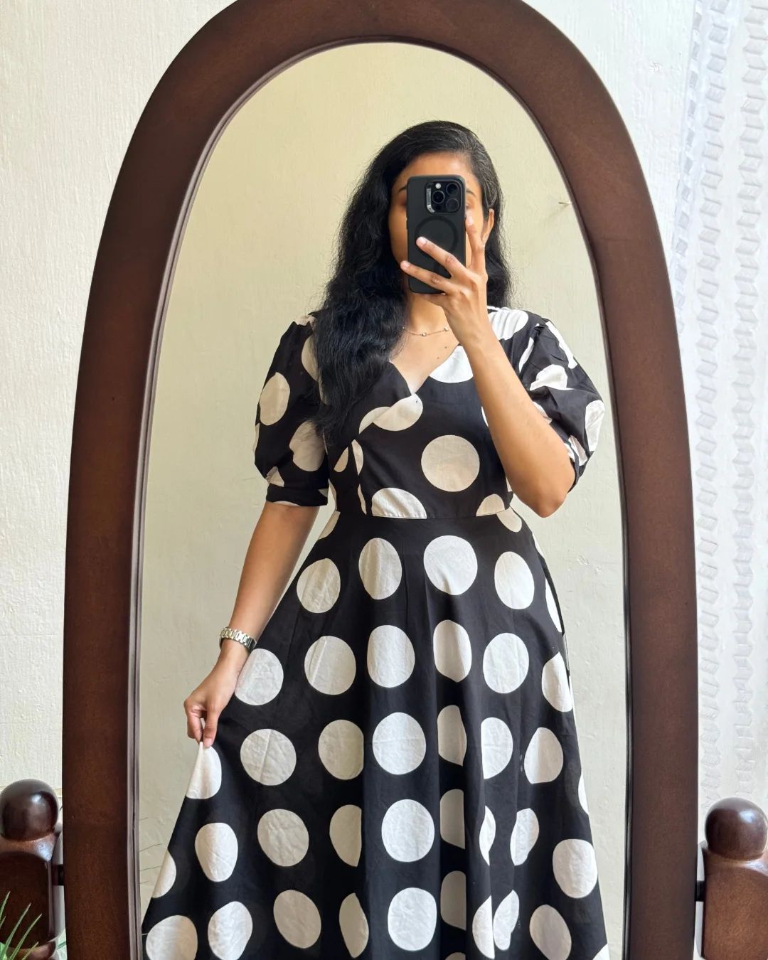 Elegant Black & White Midi Dress