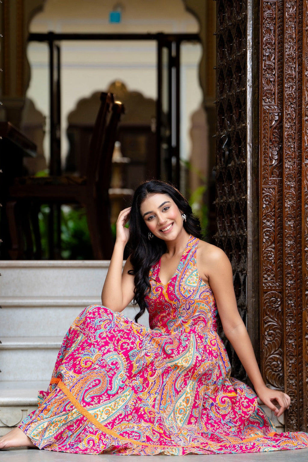 Designer Heavy Printed Midi Dress