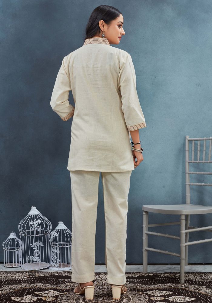 Premium White Embroidered Co-ord Set