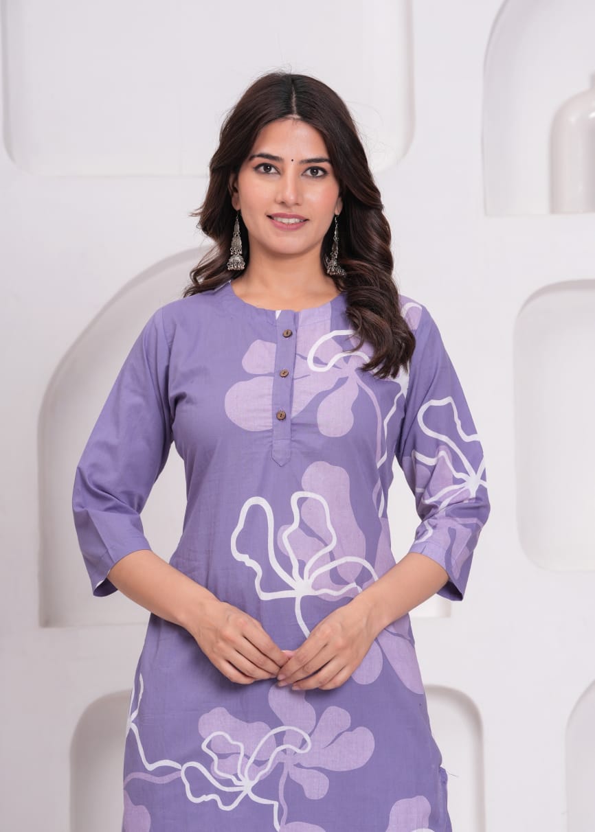 Trendy Purple Floral Designed Co-ord Set