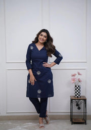 classy kurti embroidery Co-ord Set