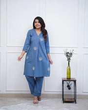 classy kurti embroidery Co-ord Set