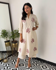 Embroidery work A-line kurta Plazzo set
